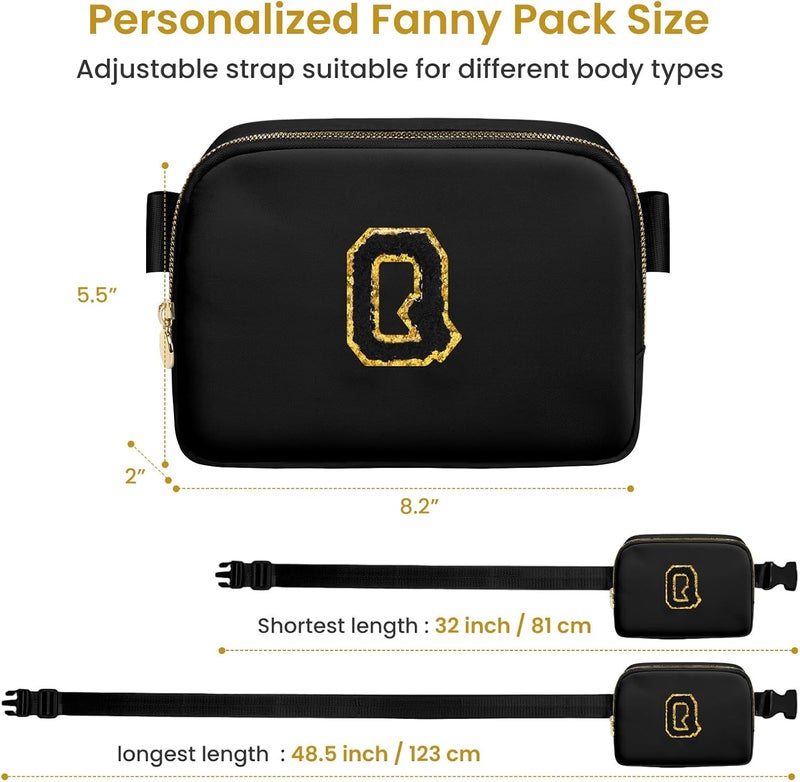 YQE Birthday Gifts for 8 9 10 11 12 13 14 15 Year Old Girls, Personalized Fanny Pack Crossbody Bags with Initial Letter, Belt Bag for Teen Girls Travel Essentials Cute Trendy Stuff (Black,Q) - Image 5